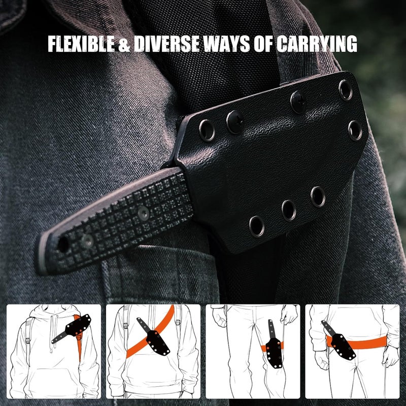 Vosteed Mink Fixed Blade Knives - 3.33’’ Nitro-V Blade with Sheath, Full-Tang Black Micarta Handle - EDC Knife Great for Outdoor Camping Hunting - D0101 - Image 4